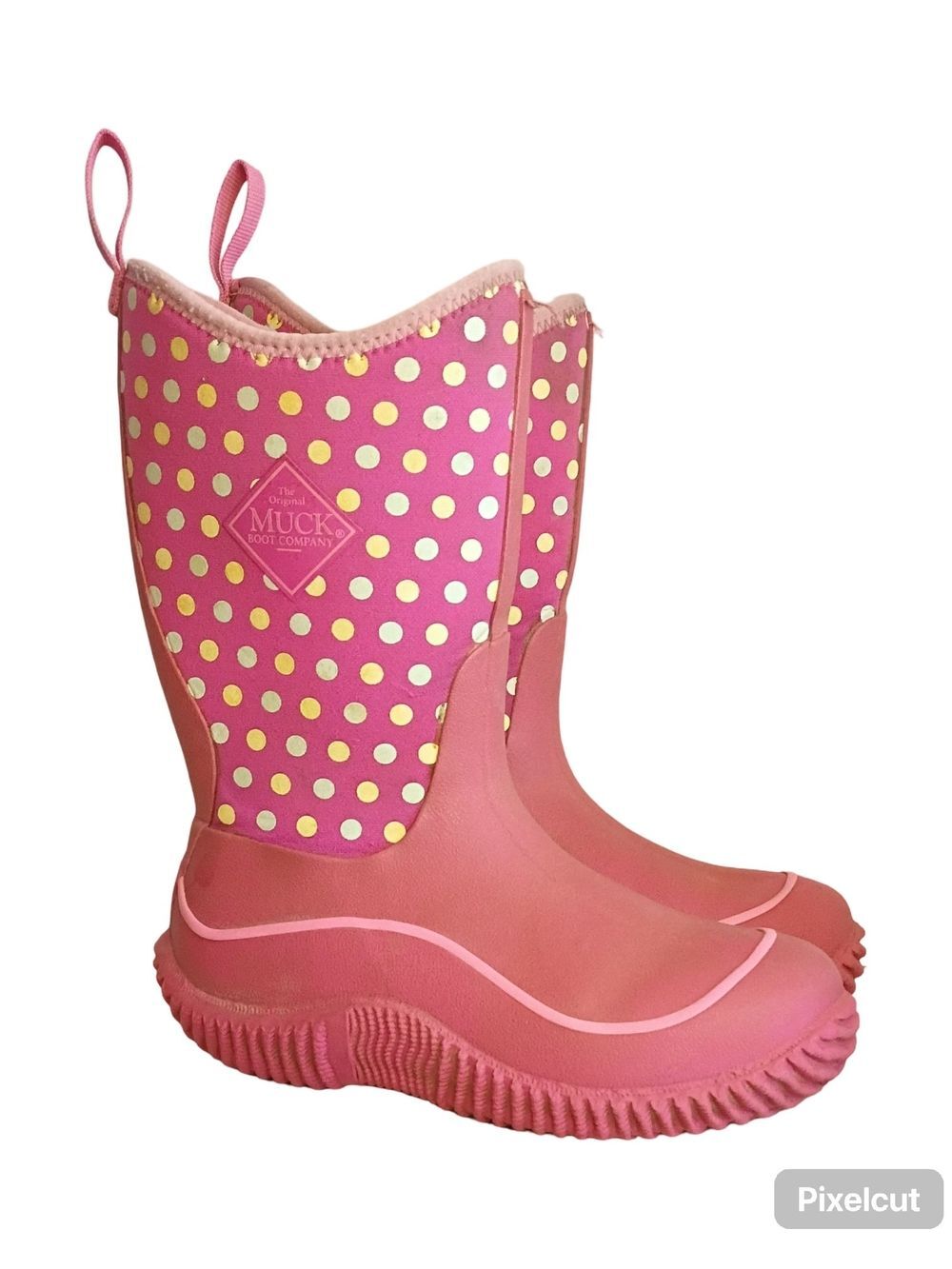 Muck Boot Co Kids Hale Pink Polka Dot Rain Boots Girls Size 1